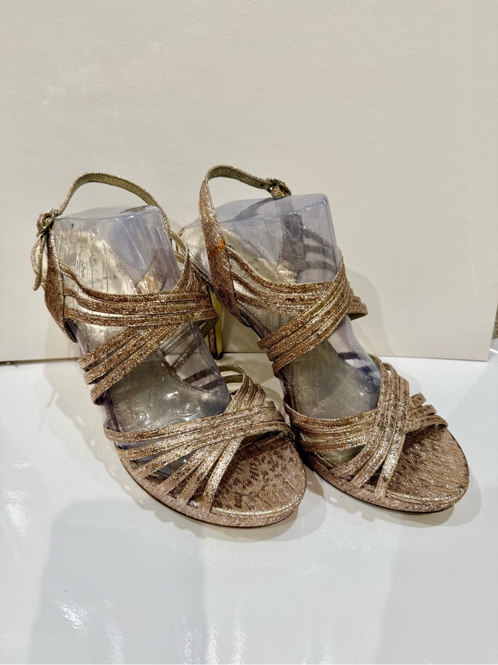 Adrianna Papell Metallic Gold Strappy Heels
